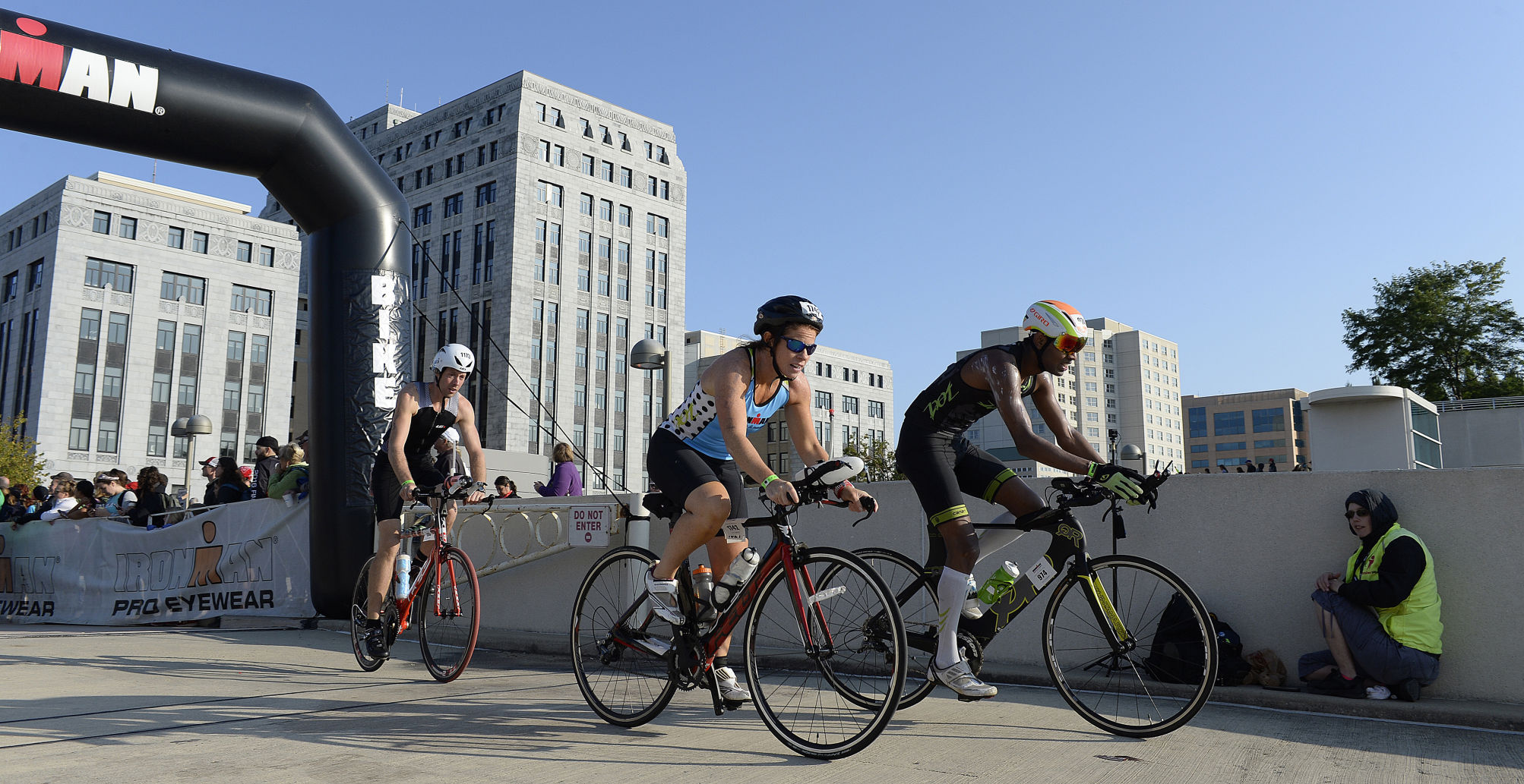 IRONMAN athletes begin biking leg